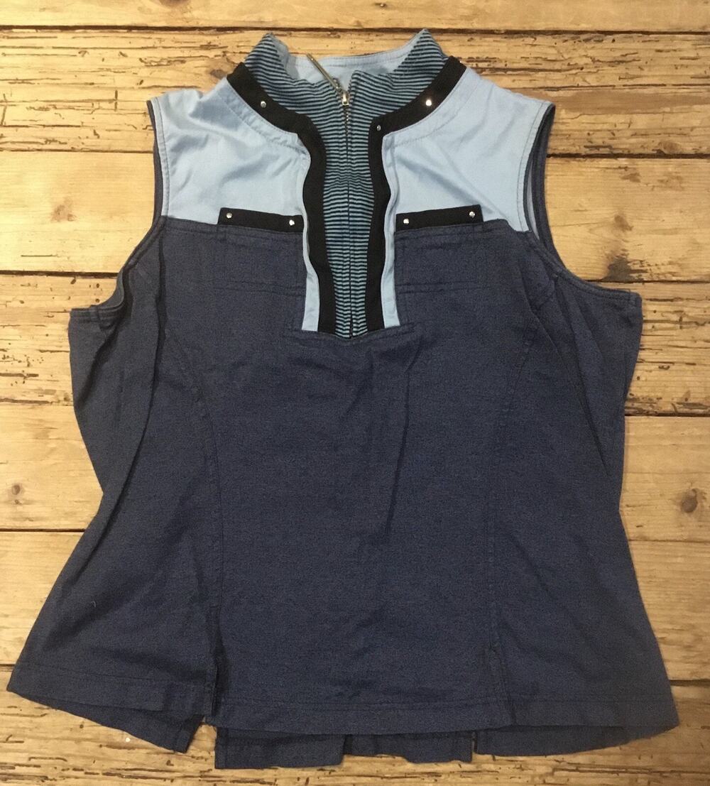 jamie sadock size blue colorblock sleeveless zipper shirt